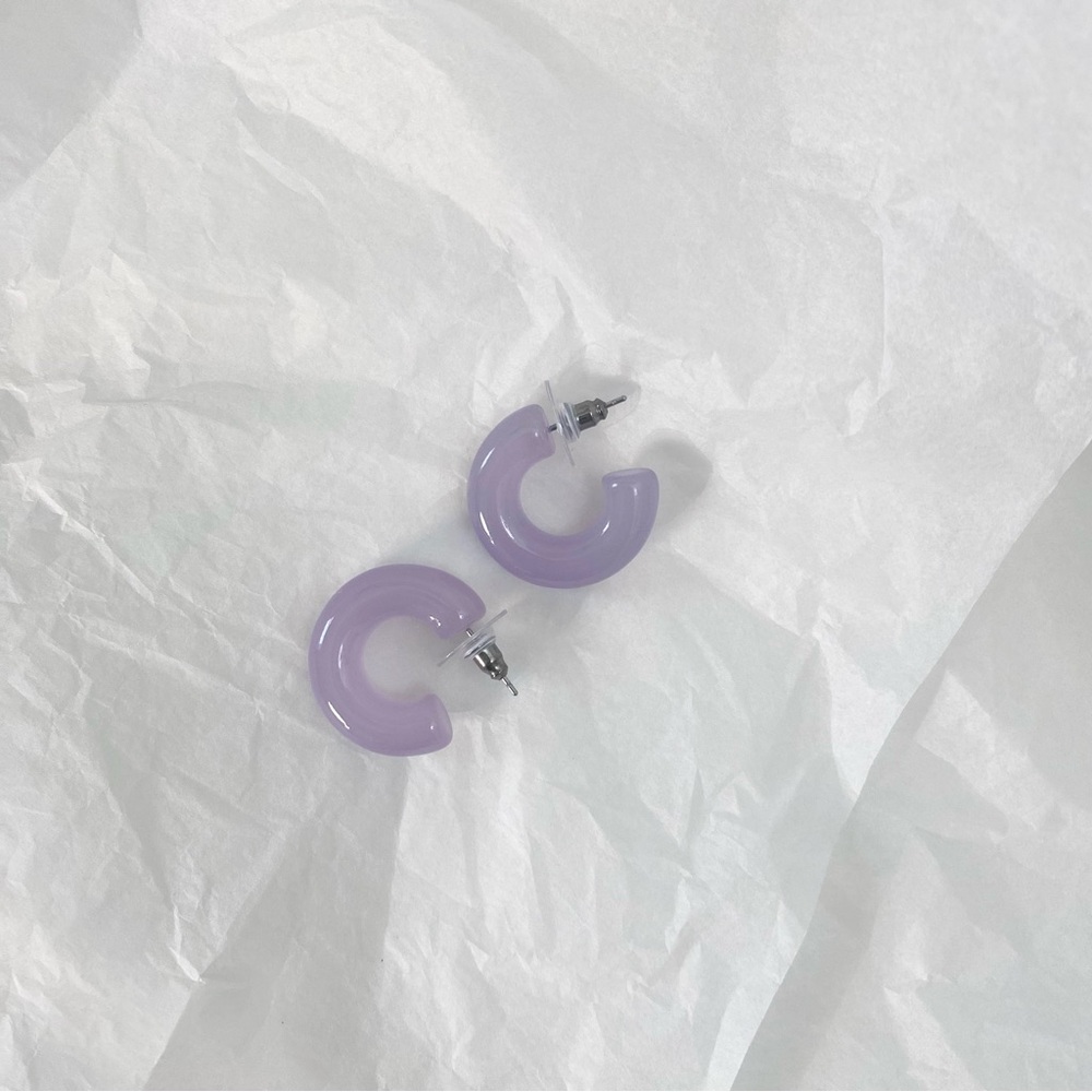 4/$15 Lavender Acrylic Cute Chunky Thick Hoop Earrings